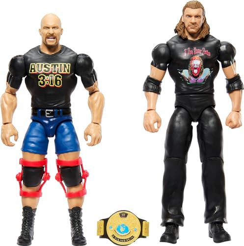 Mattel WWE Championship Showdown Stone Cold Steve Austin & Triple H, 2er-Pack, HTW03, Mehrfarbig