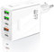 3-Stars - 2025 - Cargador de 65W con 5 Puertos USB - 2 Tipo C y 3 Tipo A - Carga Rápida QC 3.0 - Compatible con Samsung, iPhone, Xiaomi - Certificado CE - Color Blanco
