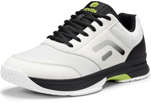 FitVille Weit Tennisschuhe Herren rutschfest Hallenschuhe Atmungsaktiv Badminton Schuhe Bequemen Fitnessschuhe Weiß/Schwarz 49 EU X-Weit