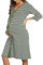 Marvmys Chemise de Nuit Allaitement Maternité 3/4 Manche Rayé Boutonnée Robe de Nuit pour Grossesse Femme Vert L