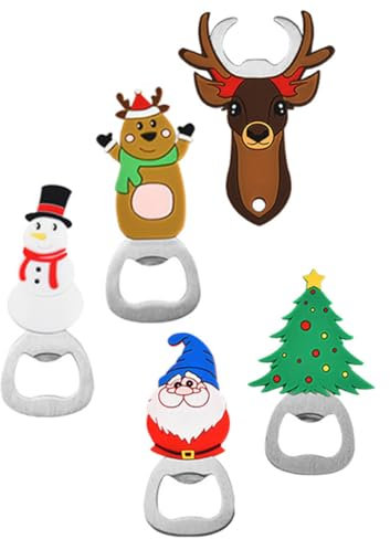 5 Stück Packung Cartoon Flaschenöffner aus Edelstahl, Party, Weihnachten