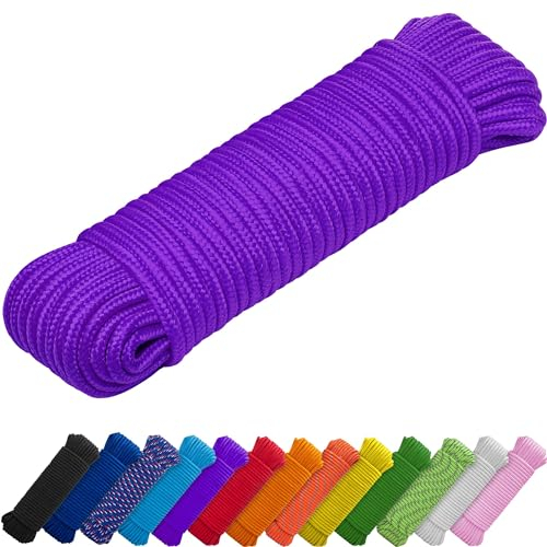 TECEUM Seil– 27.5M x 6mm (1/4 Inch) – Indigo - Starkes Allzweckseil - Camping, Basteln, Fahnenmast, drinnen und draußen - Polypropylen Nylon Poly Leichtgewicht Diamant geflochtene Schnur