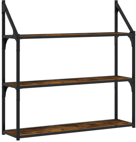 vidaXL Wandregal 3 Fächer Räuchereiche 80x21x78,5 cm Holzwerkstoff