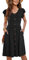 MOLERANI Women Beach Summer Dresses Ruffle Sleeve V Neck Casual Swing Elastic Waist Black Midi Dress with Pockets Dark Black S