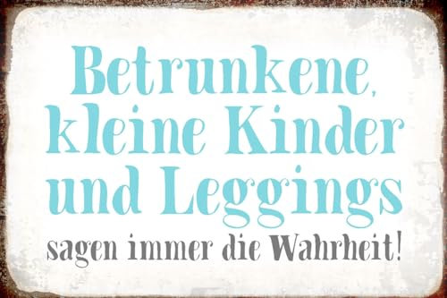 mrdeco Holz Schild 12x18cm Kinder Leggings sagen Wahrheit Holzschild
