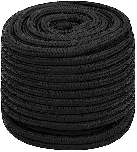 vidaXL Bootsseil Ankerleine Festmacher Tauwerk PP Leine Seil Tau Polypropylenseil Geflochten Flechtleine Schwarz 16mm 25m Polypropylen
