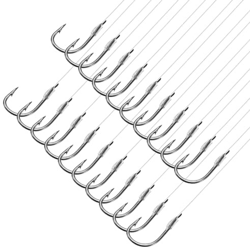 PATIKIL Small Fishing Hooks with Line Double Hook Rigs with Barbs Fishing Hook on Nylon Line for Freshwater