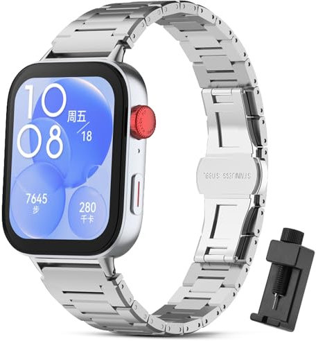 Xisair Metal Strap Compatible with Huawei Watch Fit 3 Straps Stainless Steel Metal Replacement Watchband for Huawei Watch Fit3 Smartwatch Accessories Adjustable Strap, Matte Strap