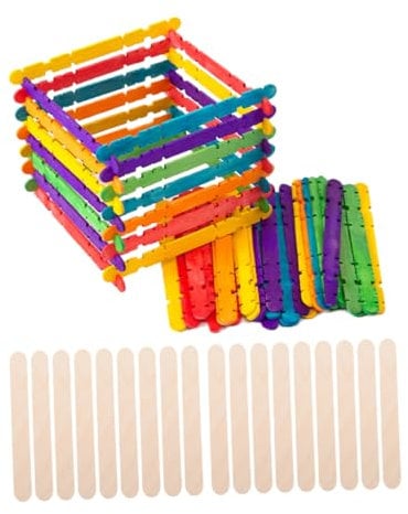 JEWEDECO 100St Eisstock aus Holz Eisstiele zum Wachsen farbige Eisstiele zum Basteln Holzstäbchen Wachsstäbchen für Kinder Wachsstifte zur Haarentfernung Eisstangen Holzstab Wachsstangen