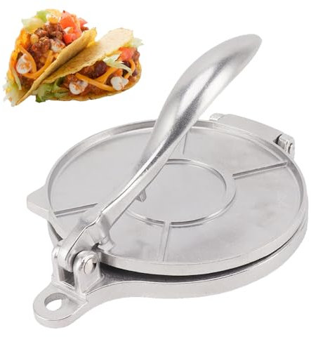 Pressa per tortilla, Tortilla Maker, Pressa per tortilla in alluminio, Pressa per tortilla di farina, Pressa Rotis, Pressa per quesadilla, Taco Maker (Argento 16 cm)