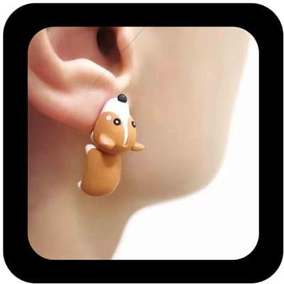 Enautoabs Süße Cartoon-Tier-Ohrringe Lustige Tierbiss-Ohrringe 3d Ton Ohrstecker Dinosaurier Hai Hund Nilpferd Wal Krokodil Ohrringe Schmuck Für Frauen (gelber Hund)