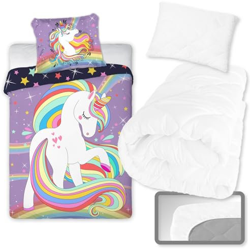 Dermodiva Completo 6 pezzi per lettino con sbarre, da viaggio o campeggio in Cotone Ranforce Premium Oeko Tex 100 con Cuscino e Piumone TOG 2.9 (pony)