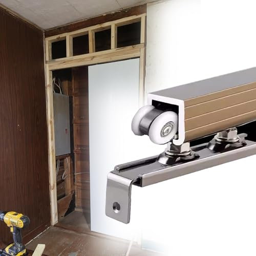 Binario per porta scorrevole Kit Hardware Per Porta A Scomparsa, Binari Per Zanzariera Scorrevole, 140 150 160 180 200 240 250 300 366 400 Cm Set Porta Fienile Con Binario Per Porta Singola/doppia(10f