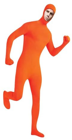 Orbgons Ganzkörper Frauen Einteiliger Badeanzug Einteiler Reißverschluss Ganzkörperanzug Damen Herren Erwachsene Open Face Zentai Cosplay Jumpsuit GanzköRperanzug Kostüm Damen Herren (Orange, 160.00)