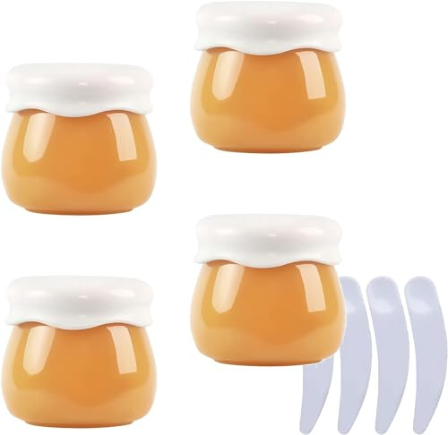 SDGBCXD, Lot de 4 pots vides en plastique rose de 10 ml for cosmétiques, récipient de stockage for baume à lèvres, lotion, bouteille de voyage for crème for le visage + 4 spatules ，Pots cosmétiques(Ge