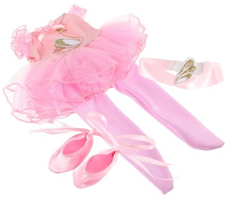 Abaodam 1 Satz Puppenballettkostüm Babypuppenkleid Ballettzubehör Ballerina-Puppe Zubehör Für Puppenstirnbänder 18 Puppenkleider Und Accessoires Ballettrock Puppenkleidung Polyester Rosa