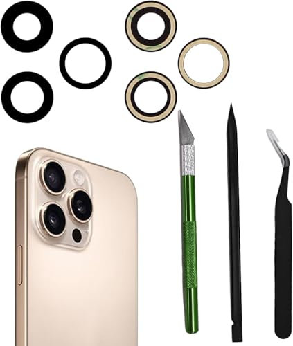 Lente di Ricambio in Vetro per la Fotocamera Posteriore di iPhone 16 PRO e iPhone 16 PRO Max, con Adesivo Preinstallato e Strumenti di Riparazione