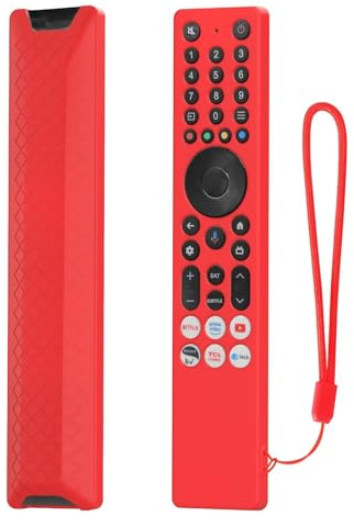 FTRONGRT Funda Compatible con TCL RC833A, Anti-Caída, Anti Choques, Ultrafino y Ligero Silicona Suave Mando a Distancia Funda Protectora. Rojo