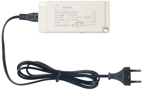 HCFEI 12V Mini-Amp, LED Treiber, Euro-Stecker, 6-fach-Verteiler, 3A 230V Auf 12V DC Schalt Niedervolttrafo, 1.5m Kabel, Konstantspannungs Netzteil für Led Lampen, Nicht Dimmbar (12V 36W)