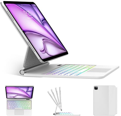Magic Keyboard - Funda para iPad Air 13 (M4 2026, M3 2025, M2 2024) y iPad Pro 12.9 (6ª/5ª/4ª/3ª generación), funda magnética para teclado con trackpad multitáctil, soporte voladizo flotante