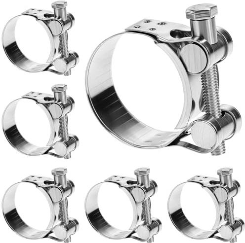 QWORK® 6 Stück 36-39mm Gelenkbolzenschelle, 304 Edelstahl Schlauchschelle, für Motorrad Auspuff, Benzinschlauch