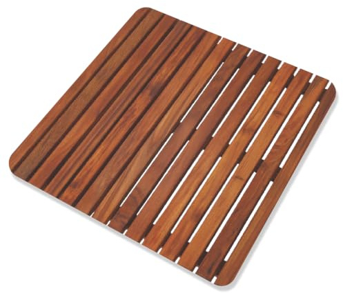 Nordic Style Premium Dusch- und Badematte aus Teakholz, rutschfeste Holzplattform für Spa, Sauna, Pool, Dusche und Bad, Boden-Deko und Schutz, für Innen- und Außenbereich geeignet, 49,8 x 49,8 cm