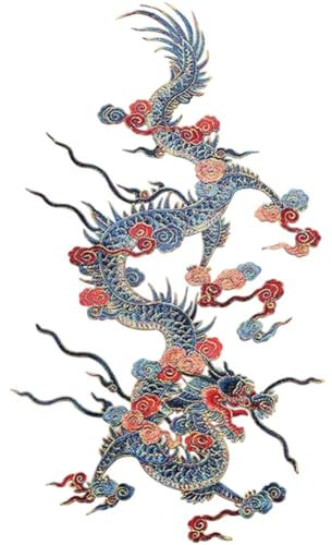 HiyyFloy Chinesischer Drachenaufnäher, Gestickte Applikation Im Chinesischen Stil, DIY-stoffaufnäher Zum Nähen Von Kleidung Und Accessoires Für DIY-kostüme,