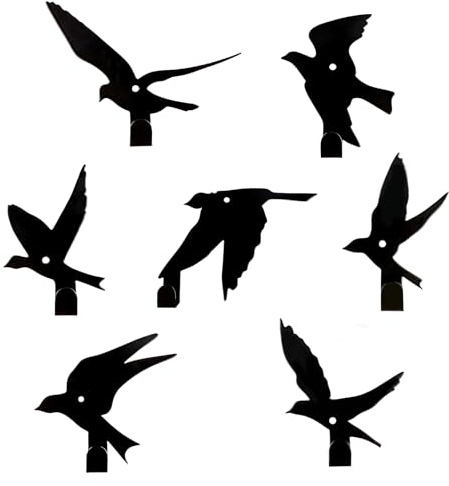 Shuqio 7er Kleiderhaken Wand im Vogelmotiv Schwarze Edelstahl | Garderobenhaken Schraubmontage, Design Wandhaken für Jacken, Taschen & Accessoires Flur Wohnzimmer, mit Schraubmontage