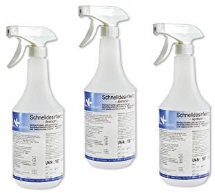 KK Desinfektionsspray in praktischer Sprayflasche, 3x 1L, Flächendesinfektionsmittel, Duft: Lemon, Spray zur Desinfektion von Flächen wie Arbeitsplatten, Türgriffe, Spielzeug