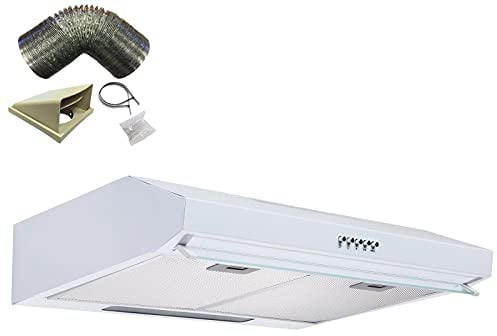 SIA VSR60WH 60cm White Visor Cooker Hood Kitchen Extractor Fan & 3m Ducting Kit
