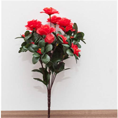 Baisheng Künstliche Blumen Rhododendron simsii Planch Weihnachten Braut Hochzeit Blumenstrauß für Haus Gartenparty Blumenschmuck(9 Bündel-Groß Rot)