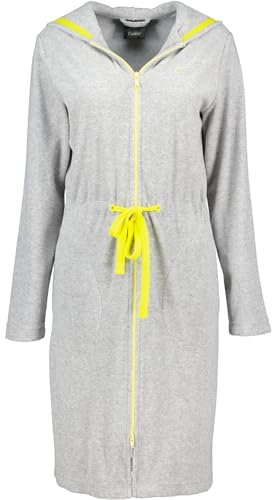 Cawö Home Bademäntel Damen Kurzmantel mit Kapuze Active 821 grau-melange-gelb - 75 XL
