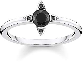 Thomas Sabo Damen-Ring Schwarze Steine silber 925 Sterlingsilber TR2268-643-11-54