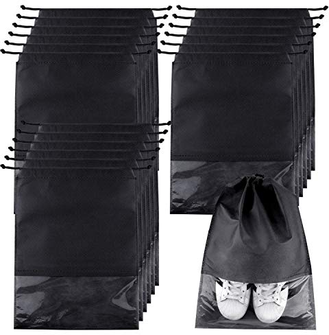 TUPARKA 18-tlg. Reiseschuhbeutel, Tragbarer, großer, mittelgroßer Schuhorganisator Beutel aus nicht gewebtem, staubdichtem Kordelzug Schuhspeichertaschen mit transparentem Schlitz für Männer und Fraue