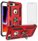 Phone Case for iPhone 6plus 6splus 7plus 8plus i 6/6s/7/8 Plus with Tempered Glass Screen Protector Stand Ring Holder Shockproof Heavy Duty Accessories 7s 8s 6s+ iPhone6 6+ 7+ iPhone8 8+ Red
