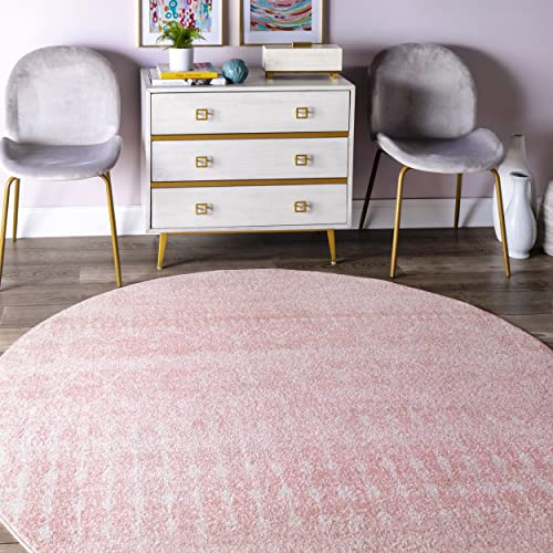 nuLOOM Ovaler marokkanischer Blythe Teppich, 7,6 x 12,7 cm, Rosa, verblasstes böhmisches Design, schmutzabweisend, für Schlafzimmer, Esszimmer, Wohnzimmer, Flur, Büro, Küche, Eingangsbereich
