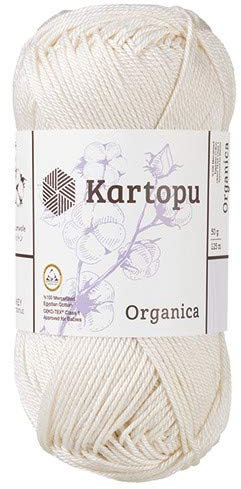 Kartopu Organica 50gr Knaul- Baumwollgarn, – Häkelgarn aus feinster ägyptische Baumwolle (Grundpreis 4,90 für 100gr) (25 creme)