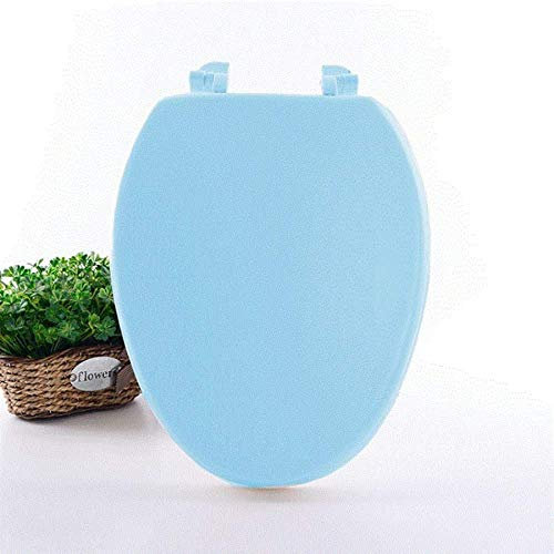 JXQ Toilettensitz, 45,5 cm, rund, oval, V-Form, weicher Vinyl-Schaumstoff, gepolstert, 4 Farben zur Auswahl (Größe: V-Blau)