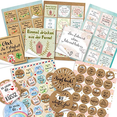 Logbuch-Verlag 84 Geschenkaufkleber Geburtstag Feste Sprüche Aufkleber für Geschenke Karten Briefe Motivation Liebe Freundschaft