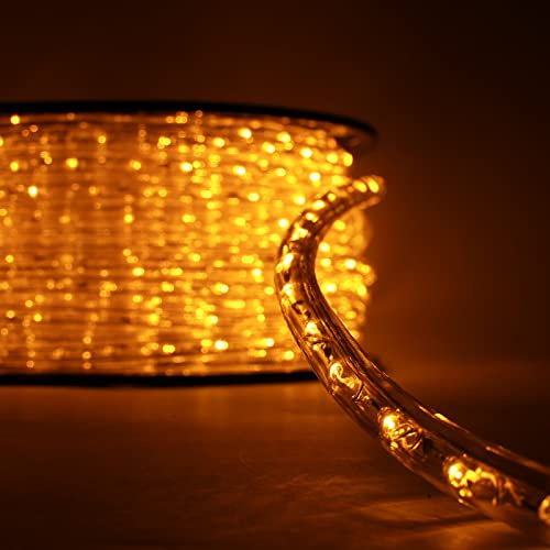 Luccika Tubo Luminoso LED 50m, PVC Trasparente, 36 LED/M, IP67 Interno ed Esterno, Tagliabile e Prolungabile, Controllo Touch, Decorativo Professionale per Eventi e Festività (Oro Antico)