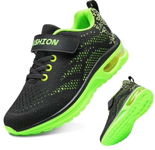 Boys Trainers Kid Running Shoes Athletic Sneakers Lightweight Breathable School Shoes(M Green,36EU)