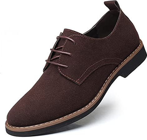 Men's Suede Leather Oxford Shoes Classic Lace Up Business Casual Shoes Brown 9