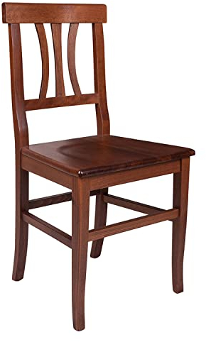 Dmora - Wohnzimmer- oder Küchenstuhl, Landhausstil, Buche massiv, 44x44,5h89 cm, Nussbaumfarbe