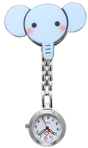 JSDDE Krankenschwesteruhr Cute Muster FOB Uhr Pflegeruhr Pulsuhr Ketteuhr Ansteckuhr Schwesternuhr mit Clip Analoge Quarzuhr Taschenuhr