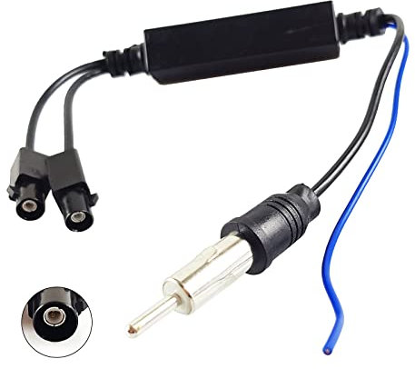Hikity Amplificador Antena de Radio para Coche, Doble Fakra Macho a DIN ISO Cable de Refuerzo de Amplificador Activo de 12 V para Audi VW Antena Radio FM Am Amplificador de Señal