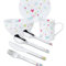 Sterngraf Kinderset Cora Herzen 7tlg. mit Gravur auf der Besteck-Rückseite (z.B. Namen) Kinderbesteck + Kindergeschirr (Teller, Schale, Tasse)