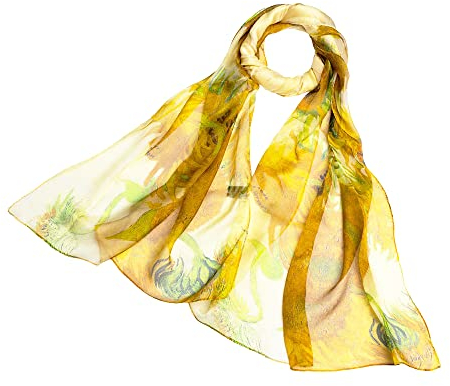 Signare Damen Schal aus 100% Seide, leicht und weich, mit Van-Gogh-Sonnenblumen-Design