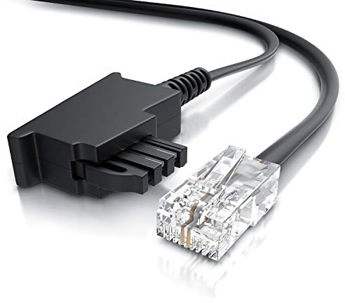 CSL - Internet Kabel Routerkabel - TAE-F Stecker auf RJ45 Stecker - 50m - Internetkabel – Router an die Telefondose – Kompatibel mit DSL VDSL Fritzbox Internet Router an Telefondose TAE - schwarz