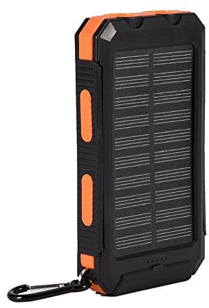 10000mAh Assembling Kit of Solar Power Bank Portable Charger High Capacity Fast Charge External Battery Pack with Dual USB Output Works with 2pcs 606090 or 706090 Batteries (Black Orange)