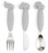 Done by Deer Easy-grip Cutlery Set Deer Friends Grey - Toddler Spoon, Fork and Knife with Soft Silicone Anti-Slip Handles - Sturdy Design for Rough Handling - Comes in Beautiful Gift Box